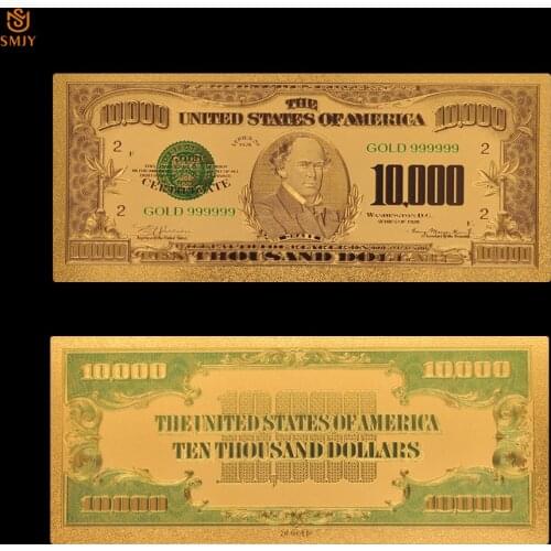 New Product 2018 US Dollar Money 10000 Dollar Gold Plated Fake Banknote US Currency Paper Money Collection