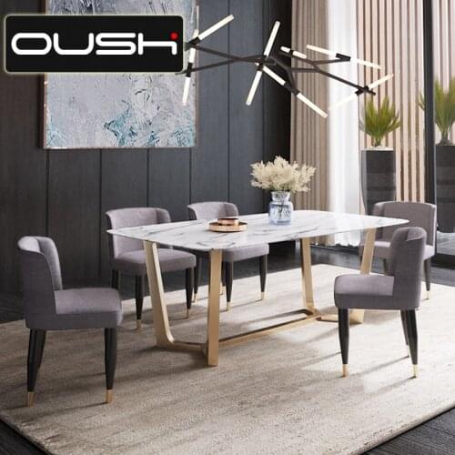 Nordic dining table and chair combination marble rectangular modern simple small family dining table 4 / 6 light luxury