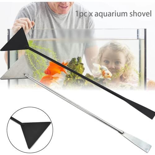 Durable Landscaping Aquarium Shovel Fish Tank Flatten Sand Double Head Non Slip Marine Stone Stainless Steel Cutting Clean Tool