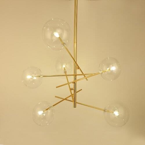 Simple Glass Bubble Ball LED Pendant Lights Quality Glass Ball Pendant Lamp 6/8 heads For Bar Suspension Living Room Study Light