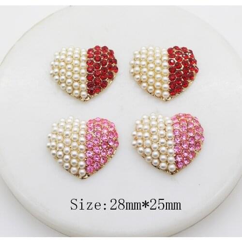 5Pcs/lot Two-tone pearl rhinestone buttons Flower crystal Metal button Flatback Clothing DIY Handmade Craft Decorative Scrapbook