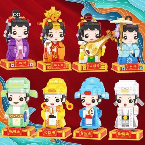 Assembling the four big beauties of the National Tide series with Fangtouzi mini particle blocks toys for children gifts