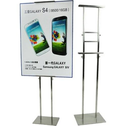 Silver Metal Adjustable Floor Poster Display Stand Poster Rack Signboard Floor Stand Poster Holder Frame Banner rack stand