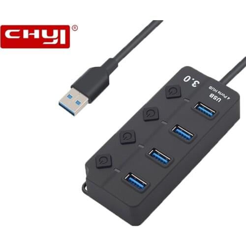 Super Speed 4 Port USB HUB 3.0 With AU/EU/US/UK External Power Adapter Multi USB Splitter With On/Off Switch For PC Accessories