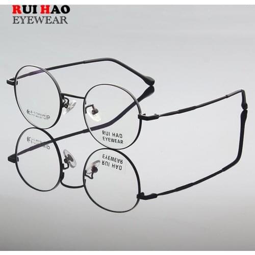 Unisex Round Eyeglasses Frame Retro Glasses Frame Women Men Light Titanium Eyeglasses Optical Spectacles Fill Lenses 7757