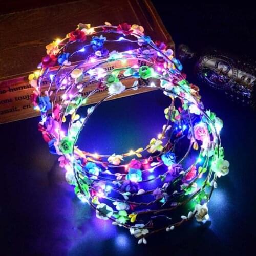 DIY Hair Wreath Head Band Casual Party LED Effect Crown Flower Hair Accessories glowing wreath#137