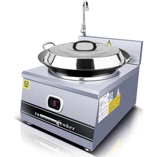 6000W Commercial Induction Cooker Concave Desktop Cooking Machine water faucet Large Cooking Pot Electric Stove