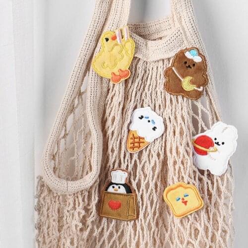 WhatIlife Cute Cartoon Embroidery Duck Patch For Cloth Bear Cat Patches DIY On Bag Notebook Watercup Multifunction Sticker Badge