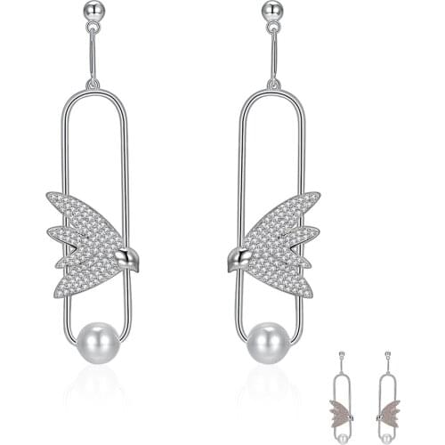 ZEMIOR 925 Sterling Silver Drop Earrings For Girl Cute Bird Shape With Shell Pearl Engagement Earring Fine Jewelry Hot Sale