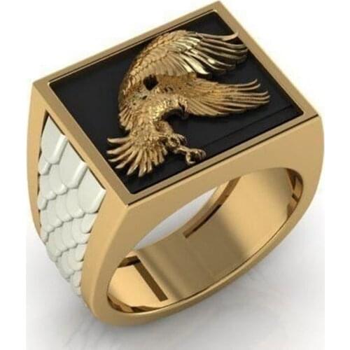 Golden Color Eagle Ring Mens Thumb Finger Embellish Jewelry Predatory Bird Pattern Logo Accessories Band For Male Domineering
