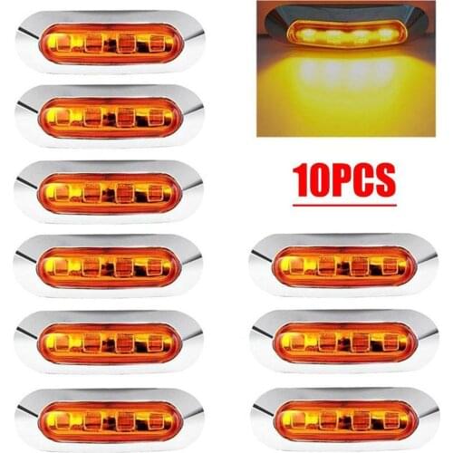 10pcs Side Marker Tail Light Amber 4 SMD 12/24V Waterproof Light Lamp Rear Led Side Light Truck Ndicator Marker Trailer Lam B0F7
