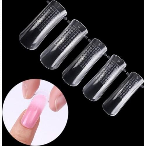 100Pc/Box Clear Nail Mold Full Cover Fast Extension Glue Special Transparent Nail Mold Tips Dual Forms Nail Extension Fake Tip