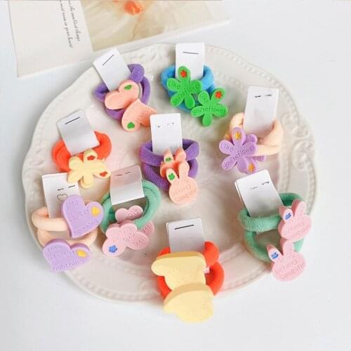 14Pcs/Set Cartoon Elastic Hair Bands For Baby Girl Rabbit Flower Scrunchies Rubber Bands Kids Headwear Kawaii Hair Accessories