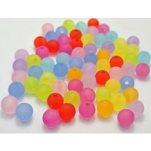 200 Mixed Color Frost Acrylic Round Beads 8mm Smooth Ball