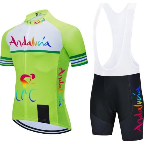2021 BRAZIL Summer Short Sleeve Cycling Jersey Quick Dry Team Andalucia Ropa Ciclismo Quick Dry Clothing Bike Clothes 20D GEL