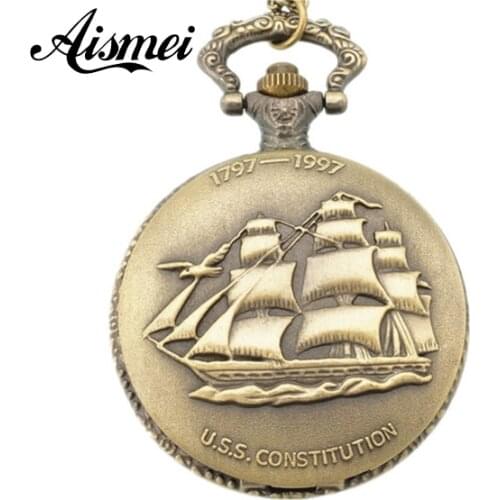 25pcs/lot vintage Pocket Watch necklace sweater chain wholesale trade large sailboat Pocket Watch wholesale send by EMS or DHL