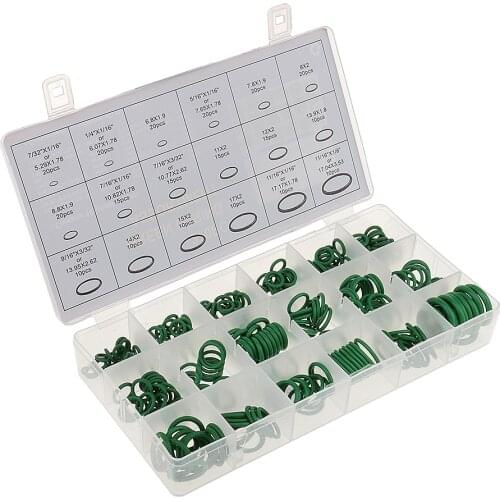 270PCS 18Size Car A/C System Air Conditioning Rubber O-Ring Seal Tool Green