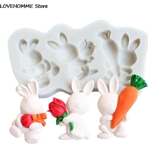 3D Rabbit Easter Bunny Silicone Mold Fondant Cake Cupcake Cookie Baking Candy Chocolate Gumpaste Decorating Tools