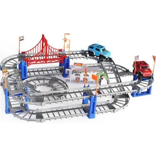 3D DIY Variety Electric Rail Speed Car Train Model Color Track Racing Car Fun Assemble Toy Birthday Gift For Kids Boys Present