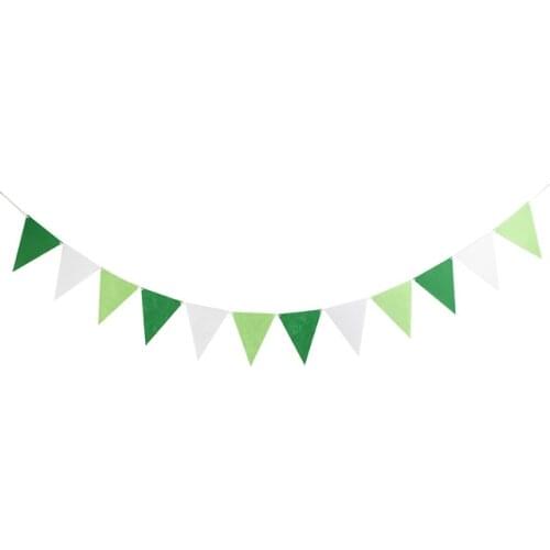 4M 12 Flags Green and White Flags Natural Pennants Happy Bunting Childrens Day Banner Christmas Flags Decoration Supplies