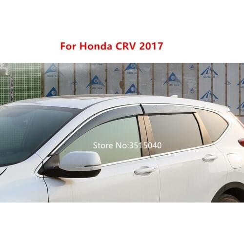 4PCS Car Styling Door Window Wind Visor Moulding Awnings Shield Rain Sun Wind Guard Vent Shade For Honda CR-V 2002-2017