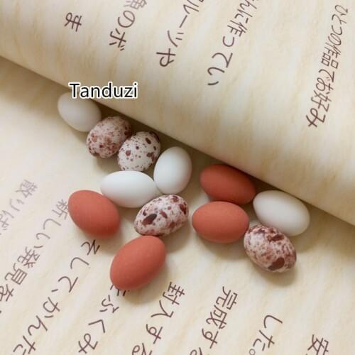 Tanduzi 50PCS Cute Miniature Egg Resin Quail Egg Pigeon Eggs Simulation Mini Bird Egg Dollhouse Moss Micro Landscape Ornaments