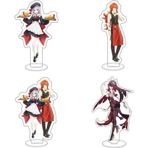 Anime Figure Genshin Impact Noelle Diluc Barbara New Model Cute Acrylic Stand Model Plate Desk Decor Standing for Friend Gifts