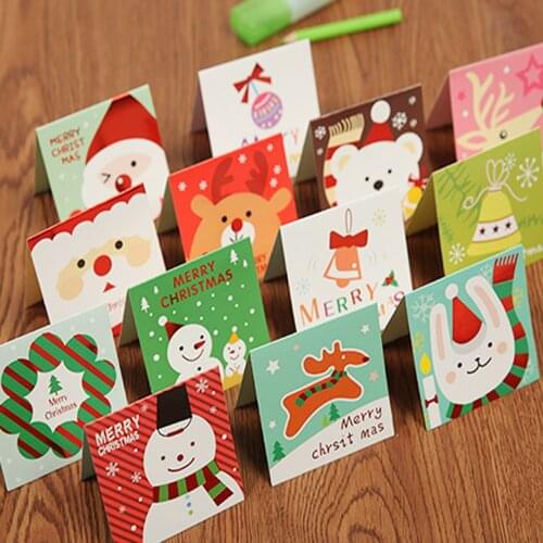 Behogar 20PCS Funny Cute Merry Christmas Xmas Paper Greeting Blessing Cards with Envelope for Holiday Festival Party Supplies