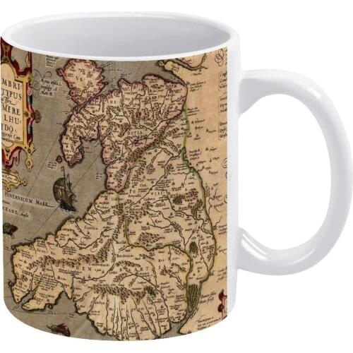 Vintage Map of Wales 1633 White Mug New Good Quality Print Mug 11 Oz Coffee Cup Wales Map of Wales Vintage Map of Wales Antique