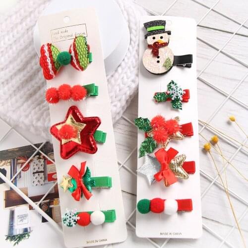 Children Cute Bow Heart Christmas Tree Snowflake Elk Christmas Hair Clips Baby Girl Hairpins Kid Hair Accessories