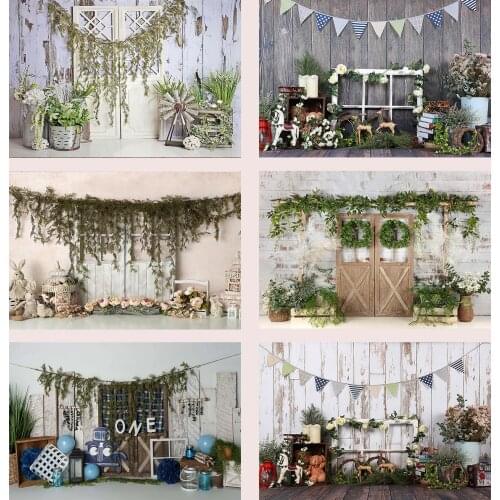 Spring newborn baby photography backdrop rustic wood floor photo background children baby grass floral background photophone