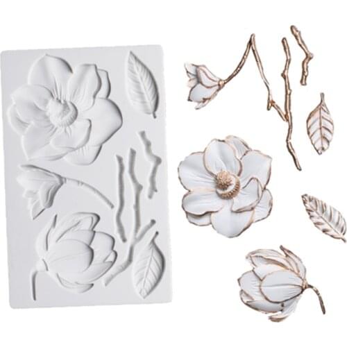 Camellia Magnolia Blossom Mold Fondant Cake Decorate Tool Silicone Mold Sugarcraft Chocolate Baking Tool For Cakes Gumpaste Form