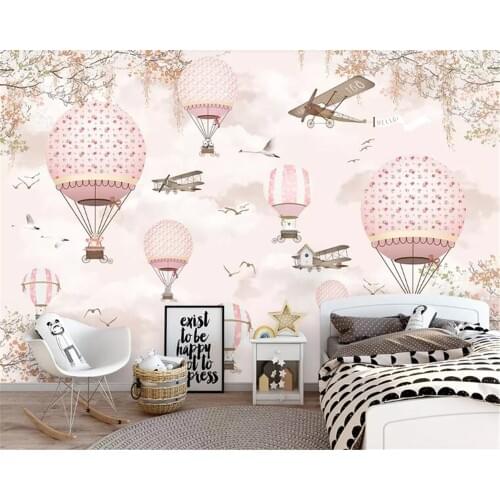 Custom wallpaper mural pink cartoon hot air balloon childrens room mural home decoration living room bedroom 3d wallpaper