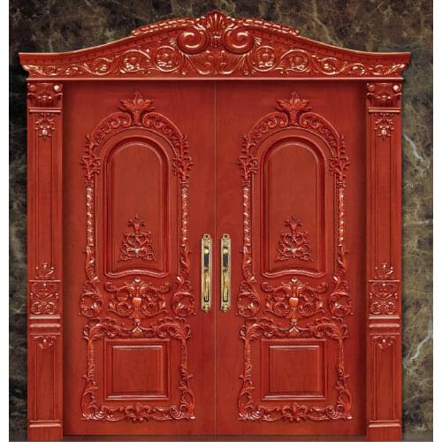 2016 hot sale top quality entry solid wood door enterior wooden door hotel security doors antique villas door