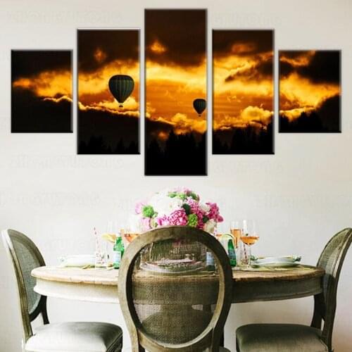 Painting Home Decorative Modular Picture 5 Panel Hot Air Balloon HD Print Canvas Wall Art Prints Panels Poster For Living Room