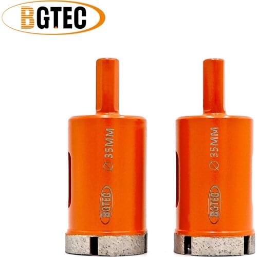 BGTEC 2pcs Diameter 35mm Diamond Welded Drilling Core Bits (Wet) M14 thread for drilling granite and marbel hole saw