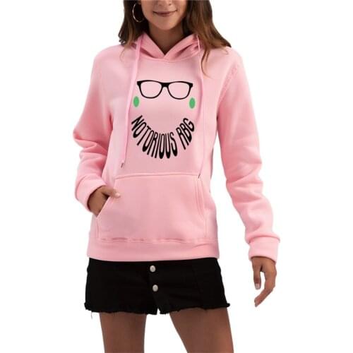 Fashion Notorious RBG Lady Hoodie Fun Ruth Bader Ginsburg Letters Graphic Pullover Loose Long Sleeve Vintage Harajuku Ropa Mujer