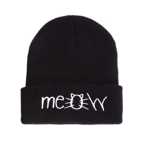 Fashion Classic Embroidery Meow Winter Hat Men Caps Womens Warm Hip Hop Bonnet Wool Blends Knitted Hat Female