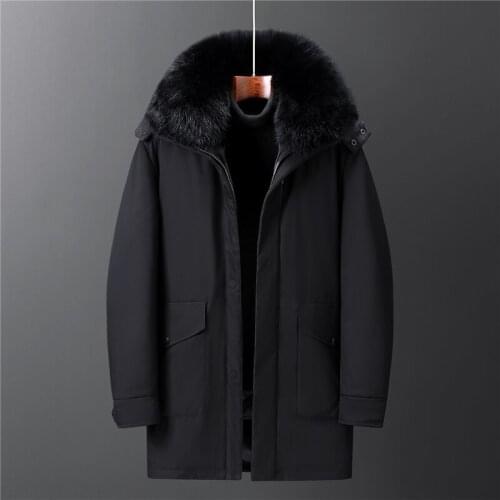 2021 New Liner Detachable Winter Real Fur Collar White Duck Down Jackets Men Collar Detachable Loose Down Coat Men Parkas Hooded