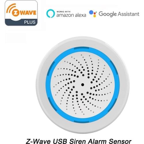 NAS-AB02Z Smart Home Z-Wave USB Siren Alarm Sensor Compatible With 300 Series 2 Power Supply Smartphone APP Alexa Google Home