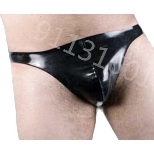 0.4mm Rubber Men Latex Black Triangle Shorts Sexy Underwear Size XXS-XXL