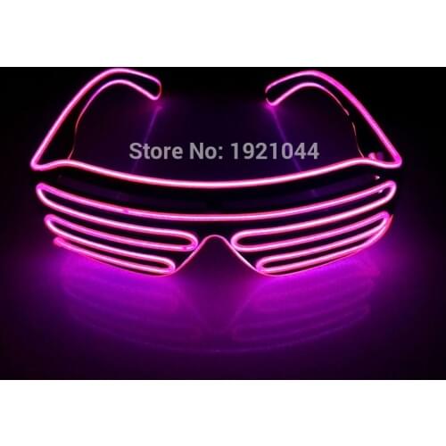 NEW 10 Colors EL Wire Neon LED Light Up 50pcs Shutter Fashionable Glasses With Flashing EL Inverter For Costume Party Decor