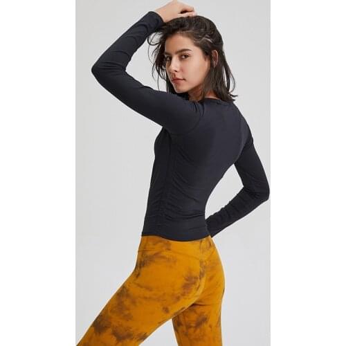 NWT Side Folds Slim Fit Yoga Athletic Workout Shirts Sportwear Stretchy Naked Feel Fitnes Long Sleeve shirt Sports tank top