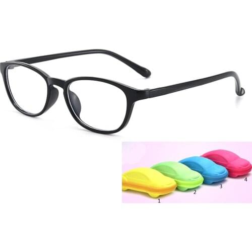 Kids Anti Blue Light Glasses with Case Boy Girl Game Reading Computer Protective Goggle Fashion Square Children Glasses