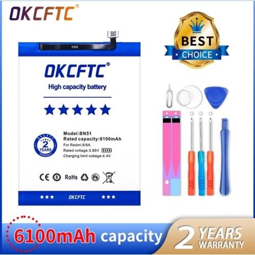 Original Replacement Battery 6100mAh BN51 For Xiaomi Redmi 8 Redmi 8A Redmi8 Authentic Phone Battery +Tools