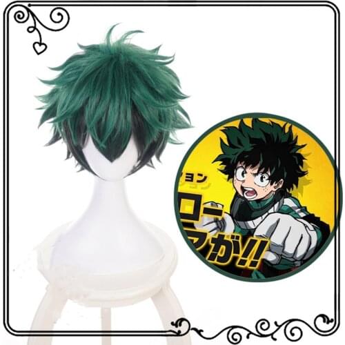 Anime My Hero Academia Midoriya Izuku Cosplay Wig Green And Black Gradient Suitable For All Kinds Of Face High Temperature Silk