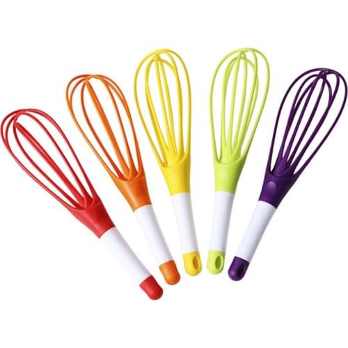 Plastic Foldable Egg Beater Dual-use Manual Egg Blender Milk Frother Sweet Color Cream Whisk Dough Paste Ballon&flat Mixer