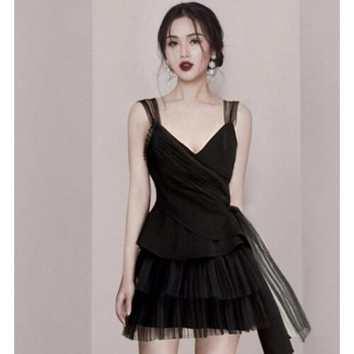 ZAWFL Vintage Elegant Gothic Dresses Women Ruffles Mesh Patchwork Spaghetti Strap Dress Corset Lace Up Zipper Vestidos New