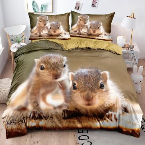 3D Animal Squirrel Quilt Duvet Covers Camel Bedding Sets Pillow Shames Full Twin Single Double Size Custom Design Bed Linens