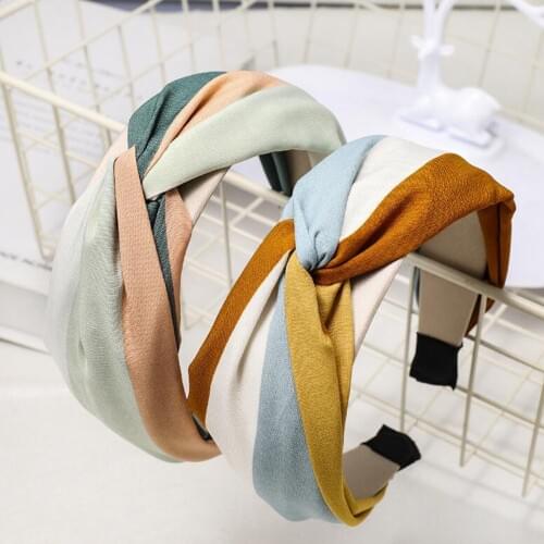New Fashion Women Hairband Wide Side Headband Cross Knot Turban Classic Striped Headwear Girls Hair Accessories Drop Shipping